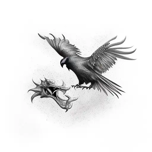 Demon Crow Black And White