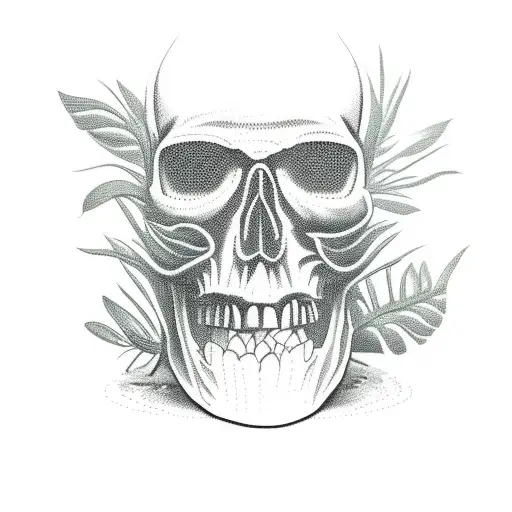 Plants Growing From A Broken Skull