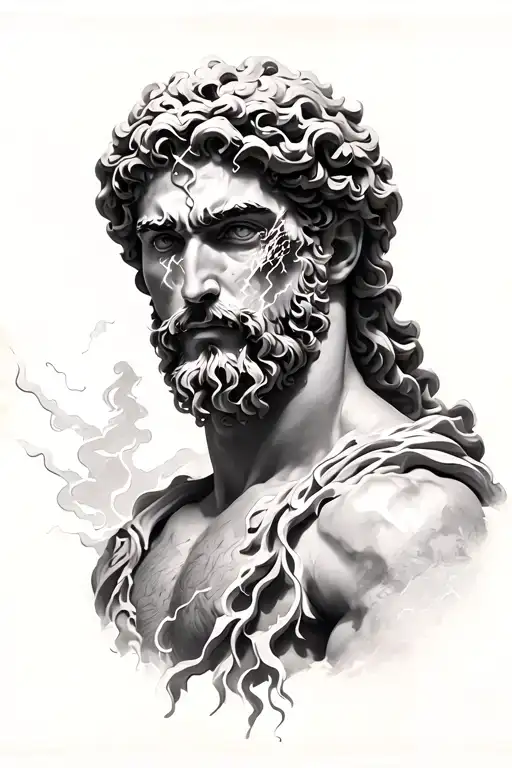 Greek God With A Scar Over His Eye And Lightning In The Scar