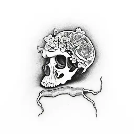 Plants Growing From A Broken Skull