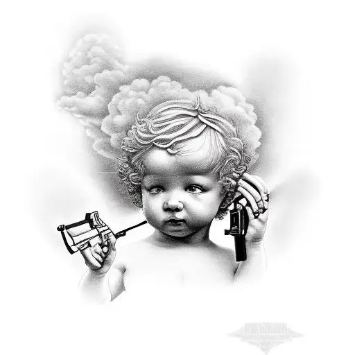 Cherub Holding A Gun