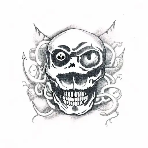 Distressed Skeleton Pirate Ship With Sea Monster