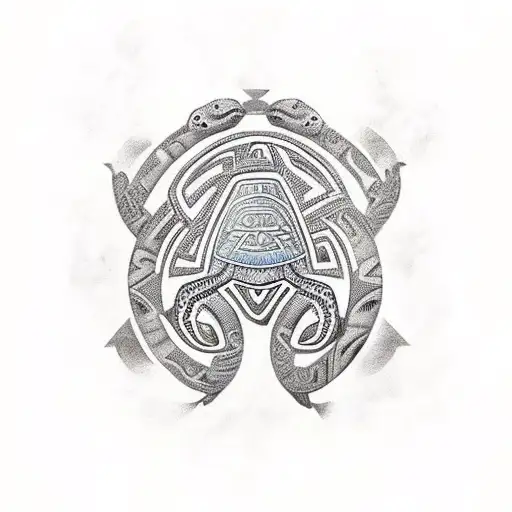 Maori Tribal Around A Turtle With Insights That This Design Was Made By An Ai