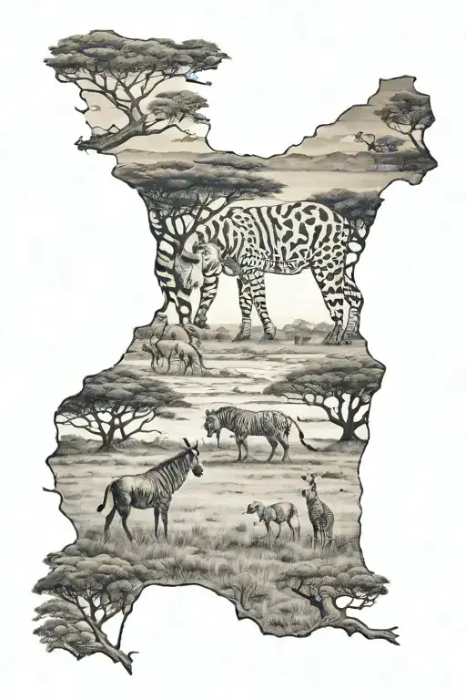 African Savannah Landscape Merging