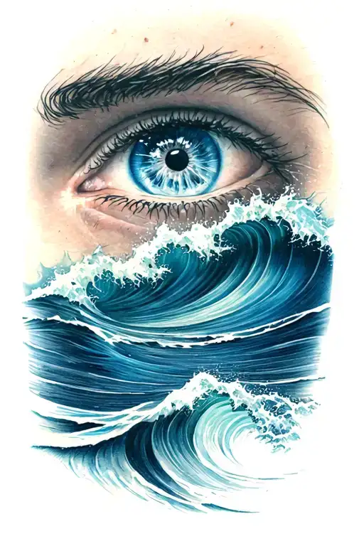 Eye With Waves Of An Ocean