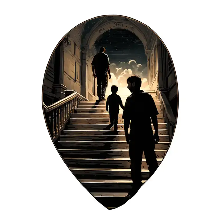 Stairway Leading A Boy To Man Hood Father Son