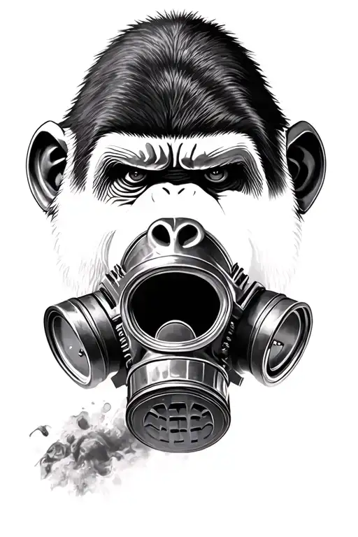Agressive Gorilla Ripping Gas Mask From Face