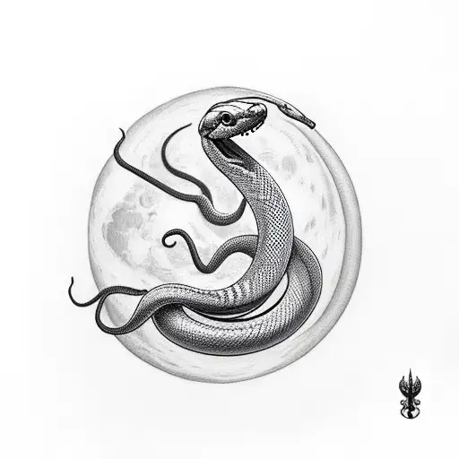 Hooded Cobra Snake Holding A Full Moon