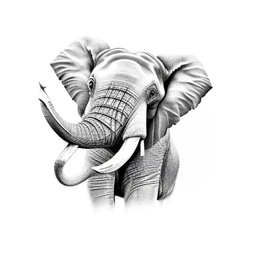 Elephant With Acacia Tree Blended Into Head