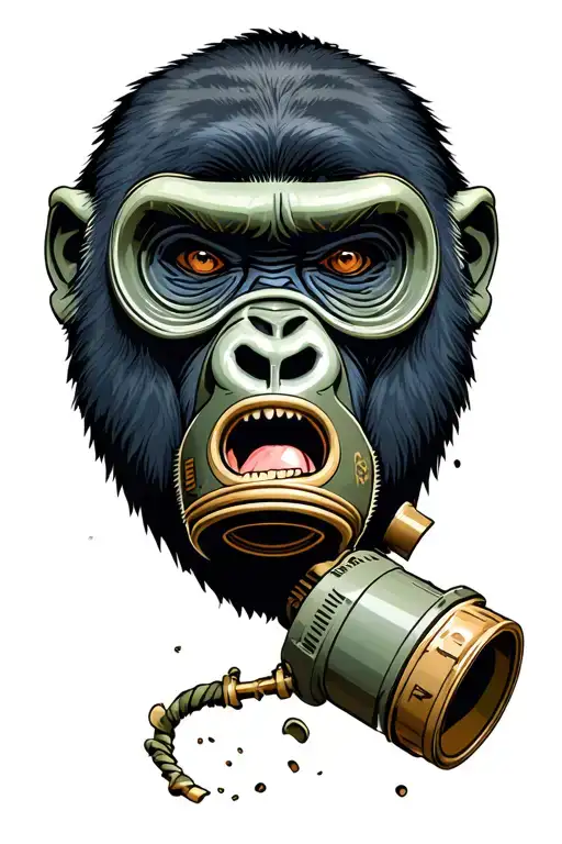 Aggressive Gorilla Ripping Gas Mask From Face