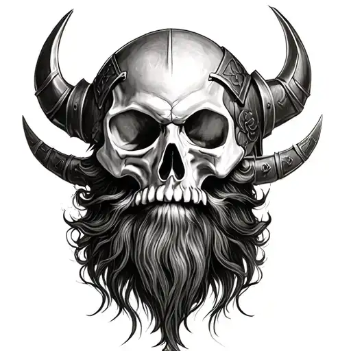 Bearded Viking Skull Drawings