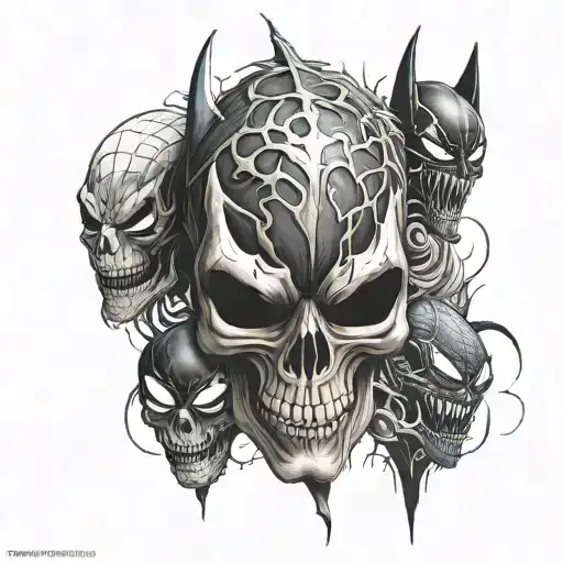 Skull And Batman And Spiderman And Venom