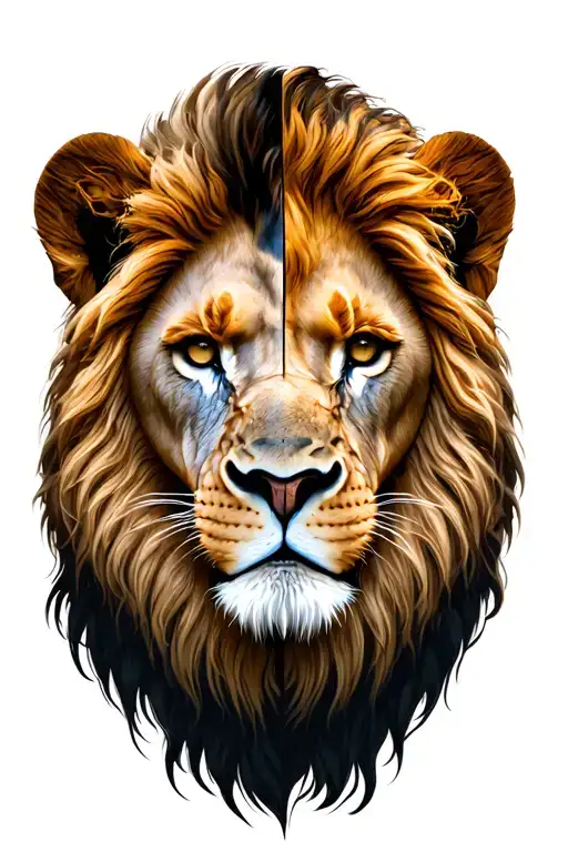 Half Human Half Lion Face