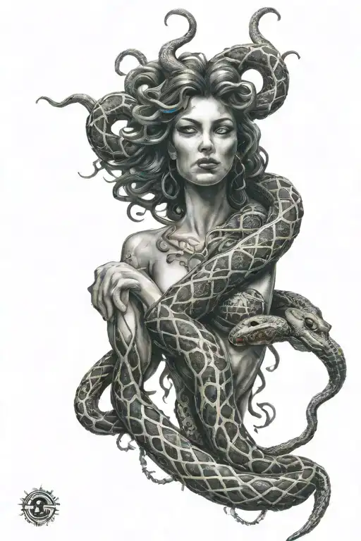 Medusa With Grills And Snakes Wrap My Whole Leg Sleeve