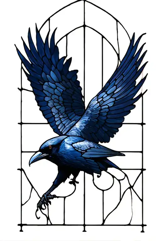 Raven Stain Glass Window