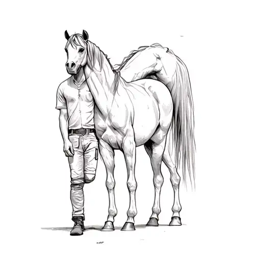 A Man Standing Next To A Horse