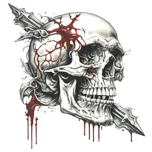 Skull With Blood As Tears