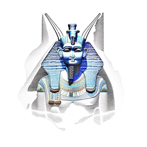 Egyptian God Opening The Arm Revealing Giza Landscape