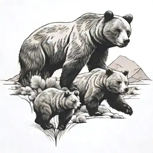 An Abstract Interpretation Of Georgia O'keefe's Artwork Featuring Bears And Desert Landscapes