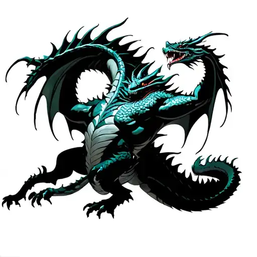 Huge Demon Dragon Fighting An Army