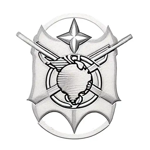 A Realistic Tattoo Of A Marine Corps Emblem Surrounded By The Beautiful Landscapes Of Colorado