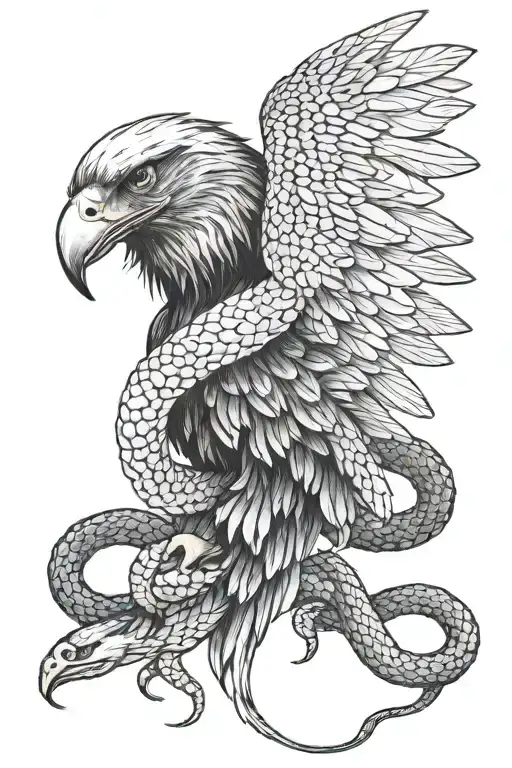 Eagle And Snake Intertwined
