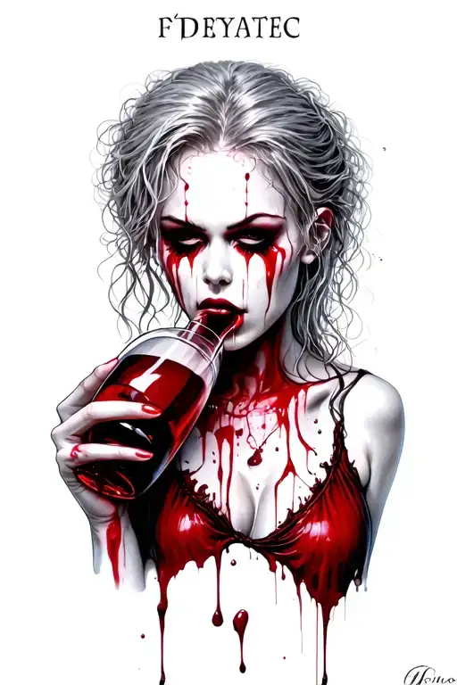 Female Vampire Drinking Blood