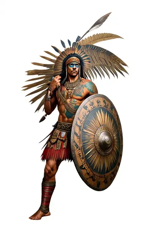 Aztec Warrior Wielding Shield