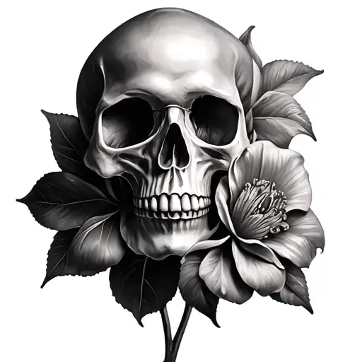 Skull And Fleur De Lys Flower