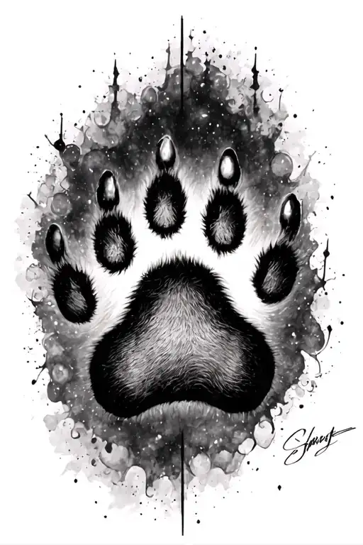Dog Paw Print Surrounded By Dark Matter