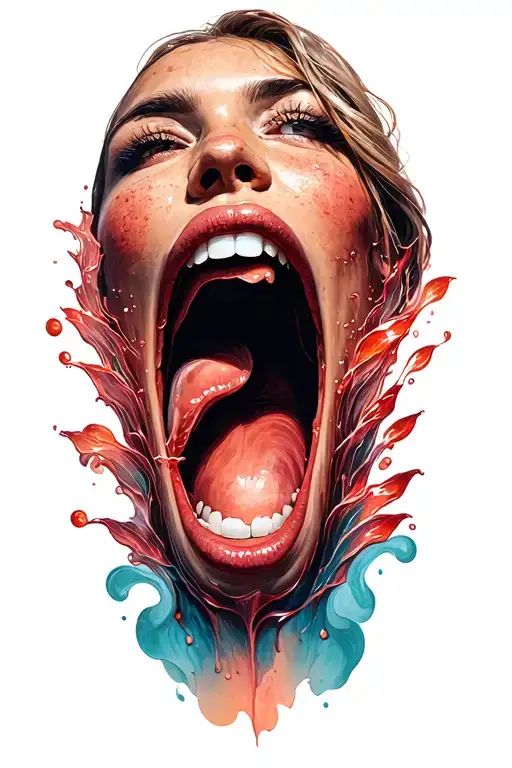 A Woman Coming Out Of A Mouth