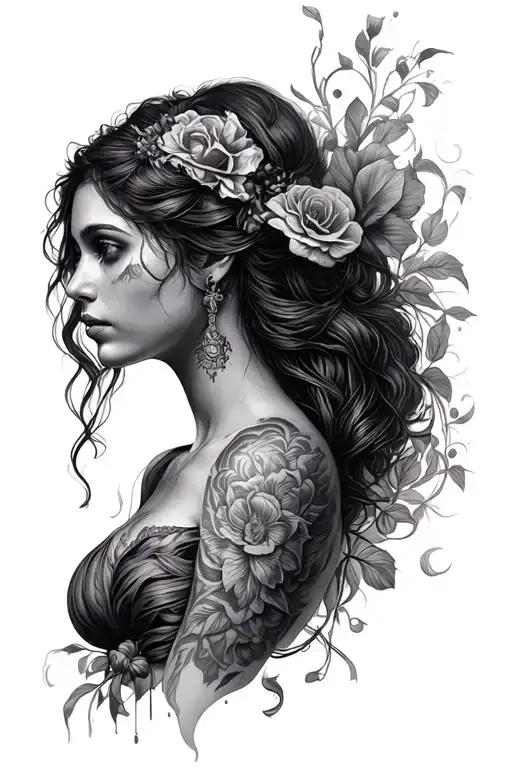 Lilith Looking Right Side Black And Grey