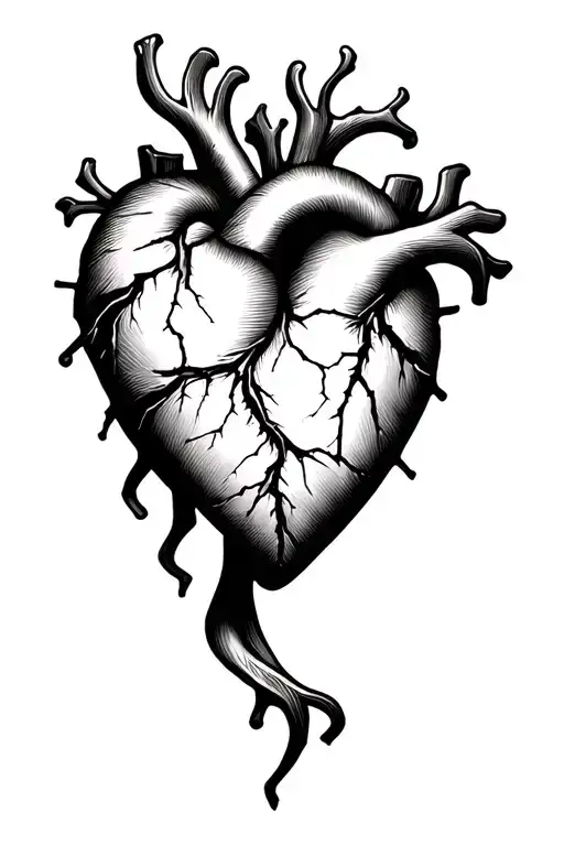 Broken Heart With Heart Beat Line That Goes Flat Line