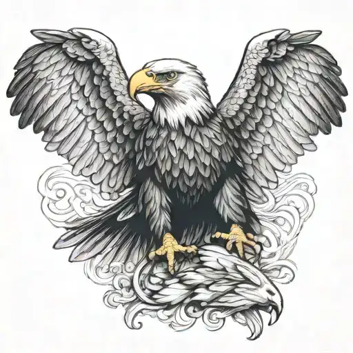 Eagle With Wings Wrapped Around 2 Baby Eagles