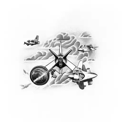 Military Dogfight Over Ocean