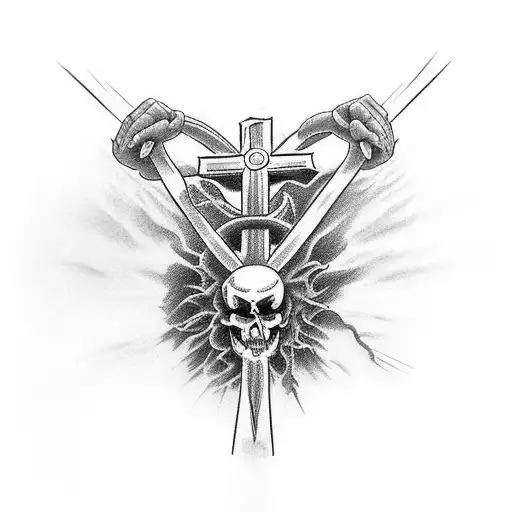 A Cross Defeating Evil