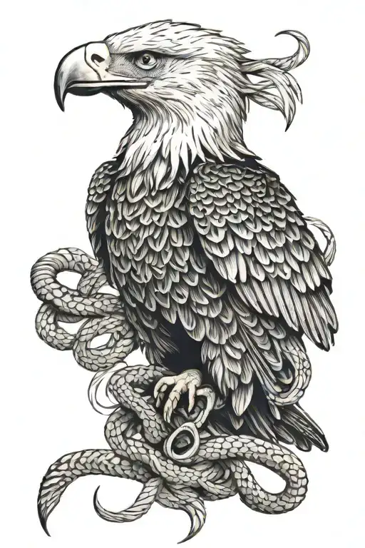 Eagle And Snake Intertwined