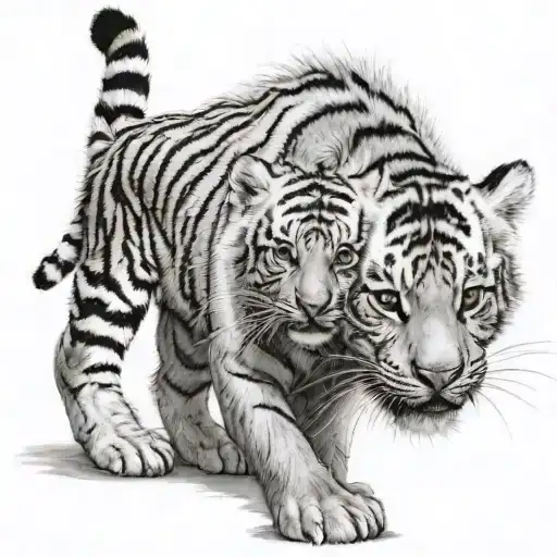 Masked Baby Walking A Tiger