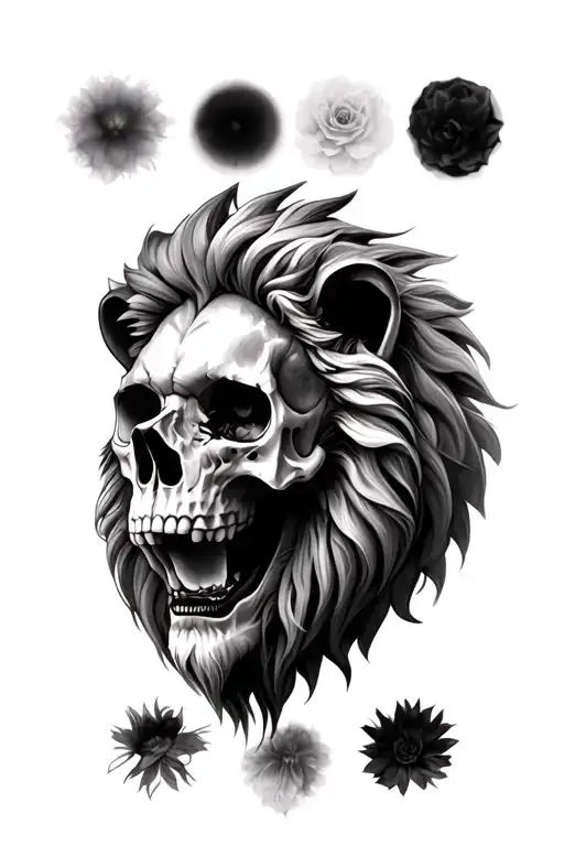 Skull And Lion Head Surrounded