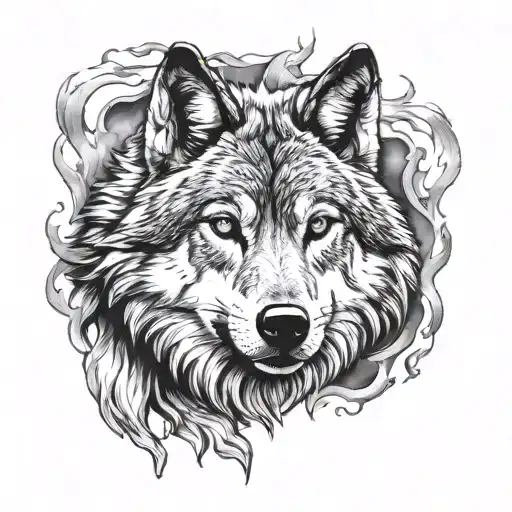 Mature Wolf Face Mask After Young Wolf Face Made Entirely