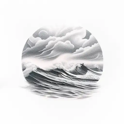 A Stormy Sea With A Lot Of Negative Space
