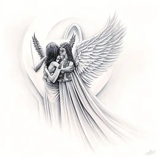 Guardian With Angel Wings Protects His Daughter
