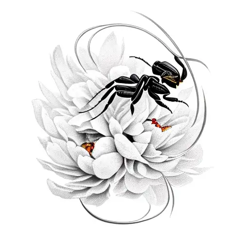 Scorpion With Peonies