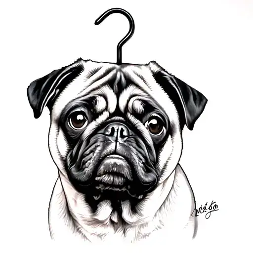 Black Pug With Hanger Around Head