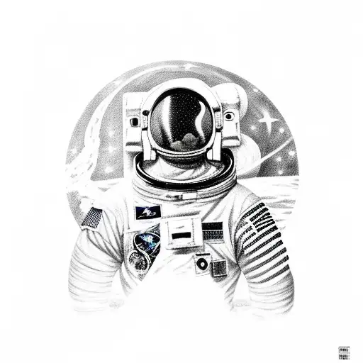 Astronaut On Moon Looking To Earth