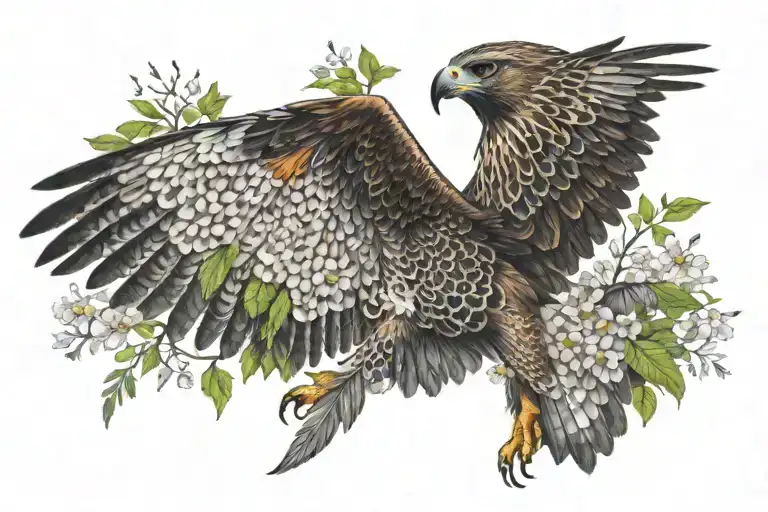 A Hawk With Open Wings And Nature Above It All