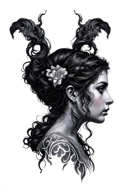 Lilith Looking Side Profile Black And Grey