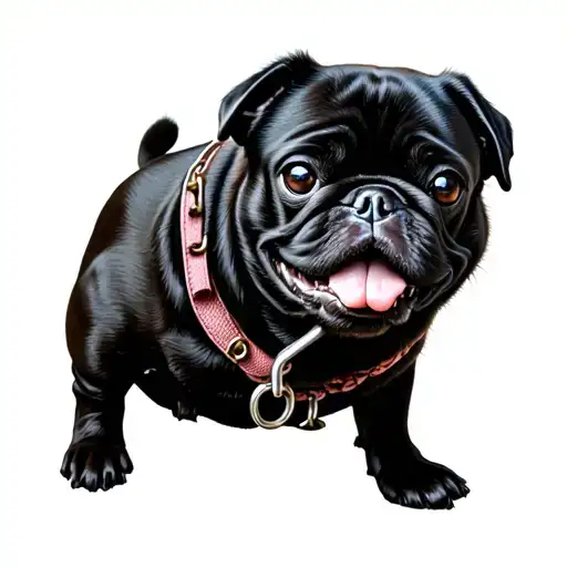 Black Pug With Hanger Around Neck Fun