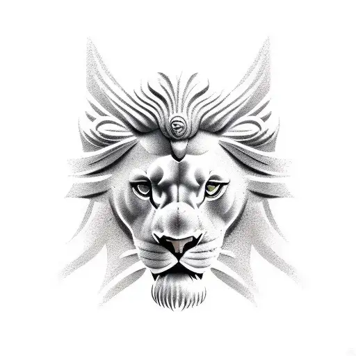 Stairs Leading Up To Greek God Fighting Lion