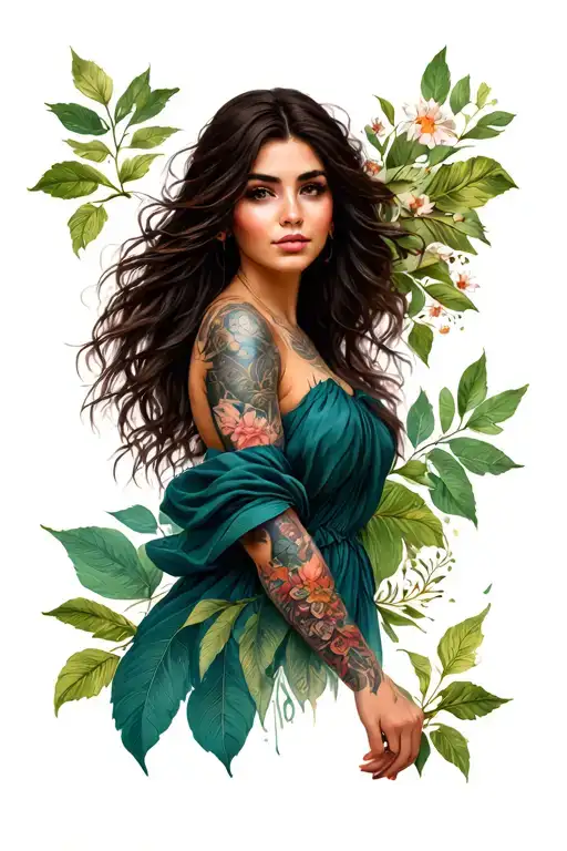 Nature Woman Forearm Half Sleeve